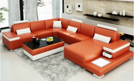 Juliet - U - Leather Sofa Lounge Set